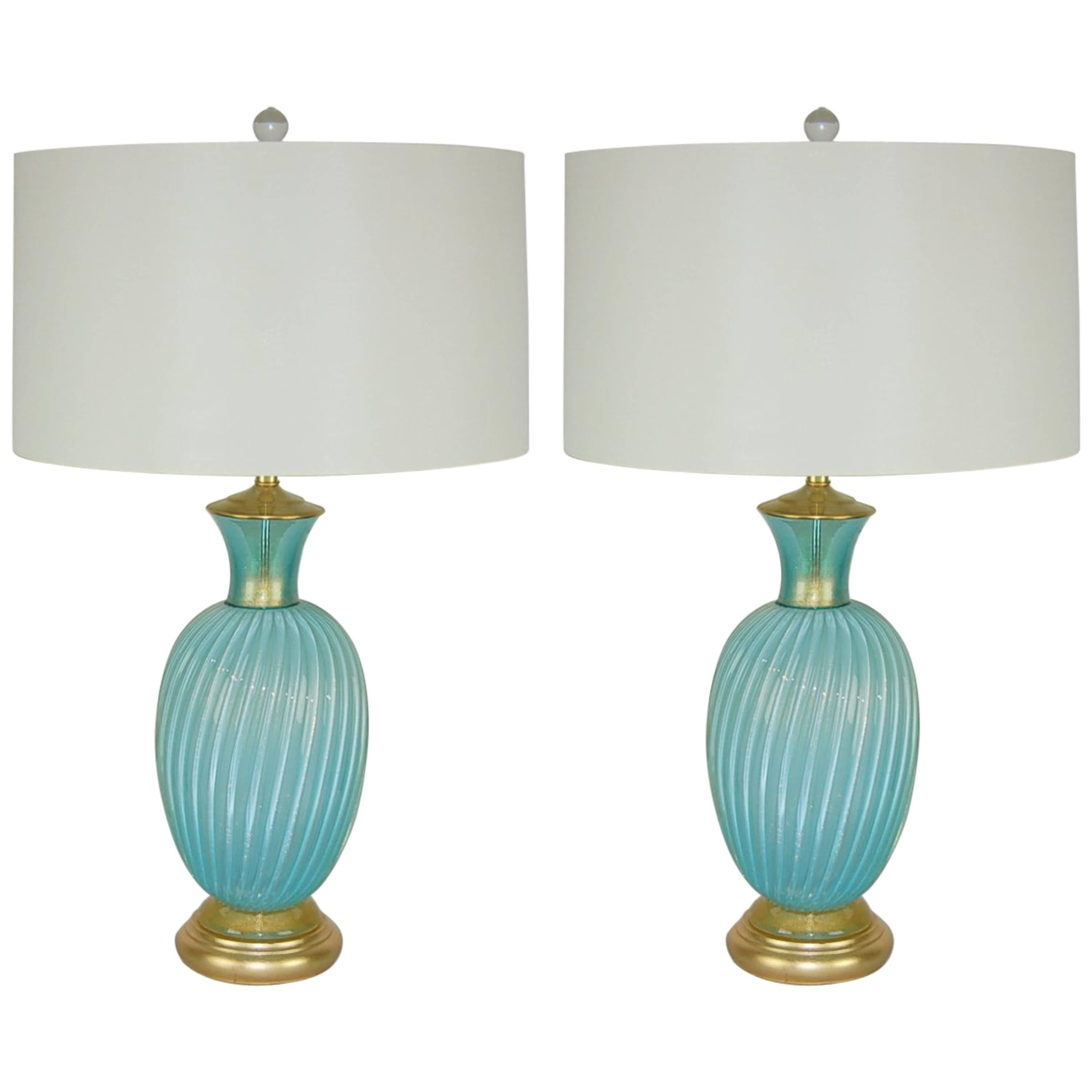 Blue Murano Vintage Table Lamps by Archimede Seguso For Sale
