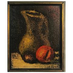 Beautiful Modern Still Life Painting of Pitcher and Fruit