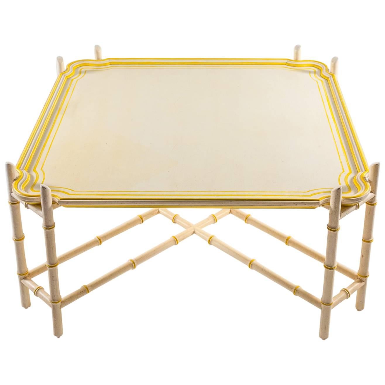 Mid-Century Baker Chinoiserie Faux Bamboo Coffee Table