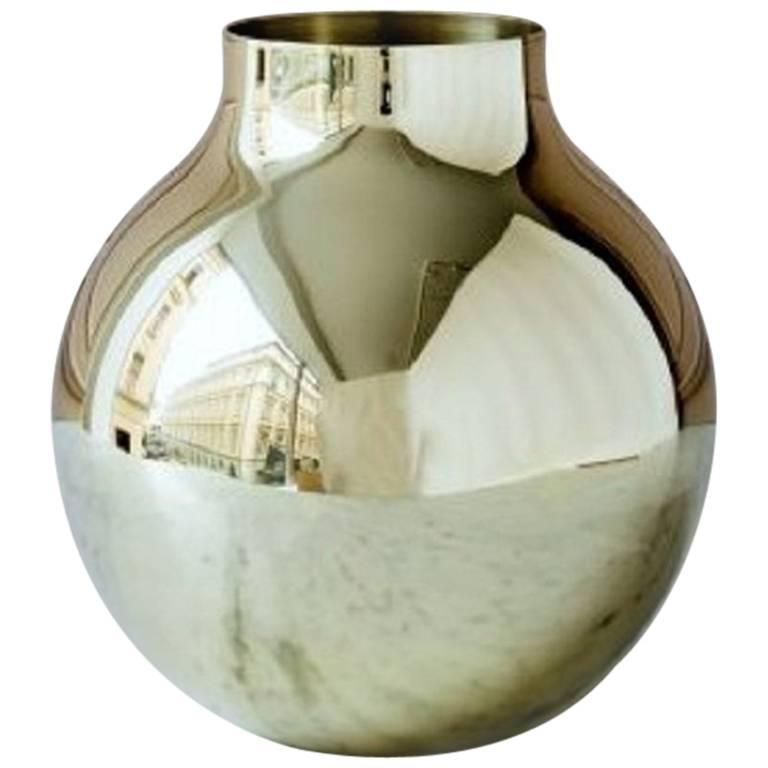 Olivia Herms for Skultuna, Large Boule Vase in Brass For Sale