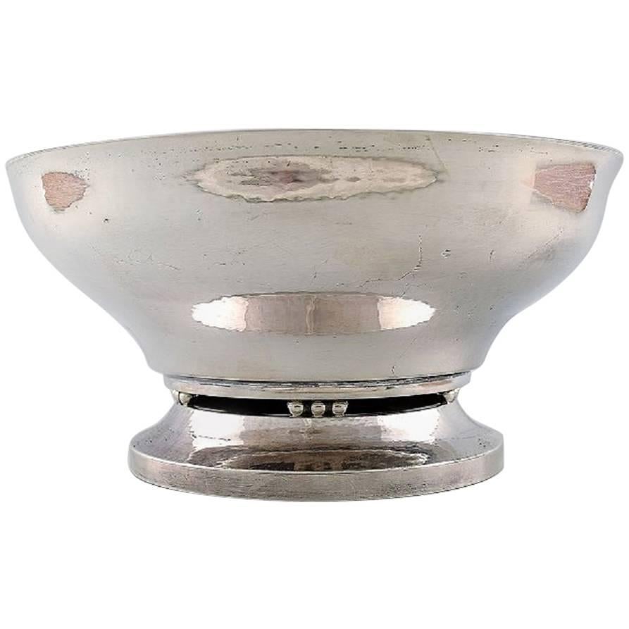 Georg Jensen, Large Beaded Compote. Sterling Silver Bowl with Pierced Edge