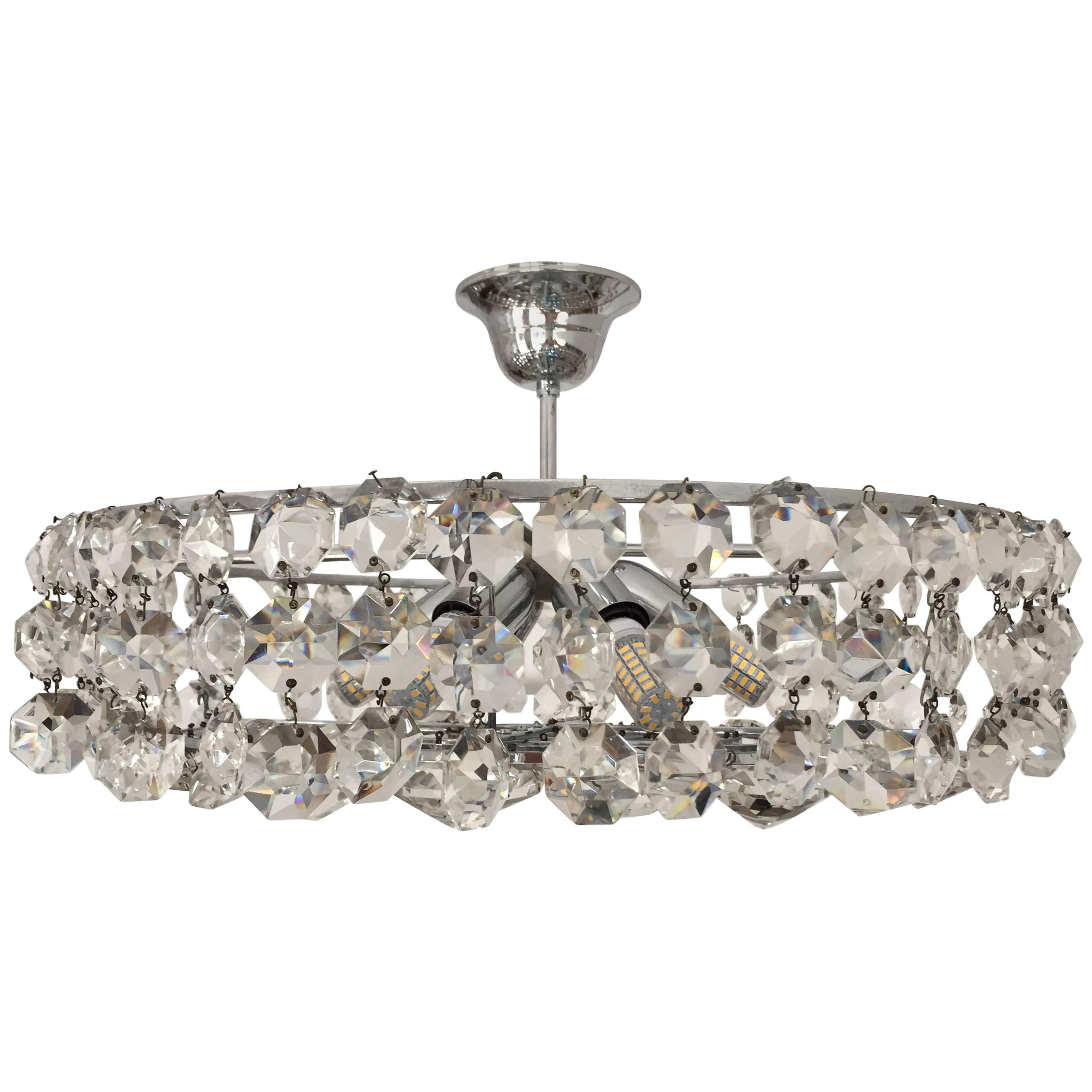Austrian Cut Crystal Chandelier Attributed to Bakalowits and Soehne