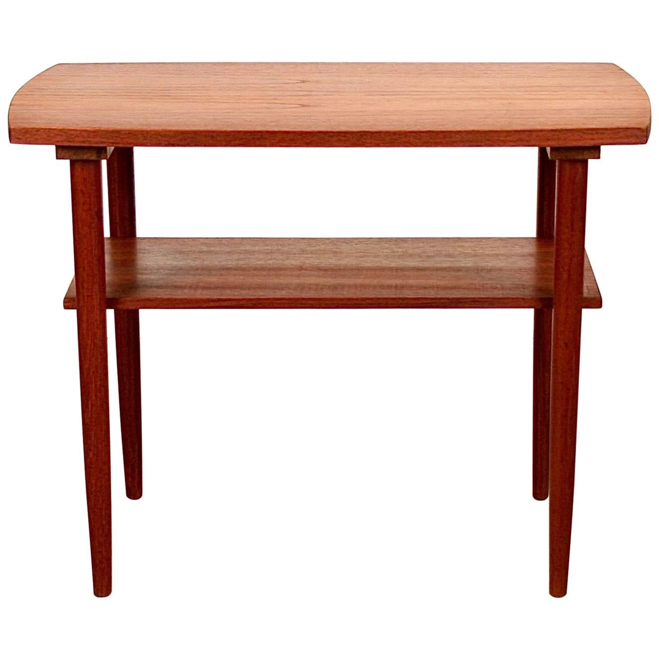Vintage Danish Teak Side Table with Shelf For Sale