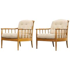 Pair of Swedish Easychairs Designed by Kerstin Hörlin-Holmquist