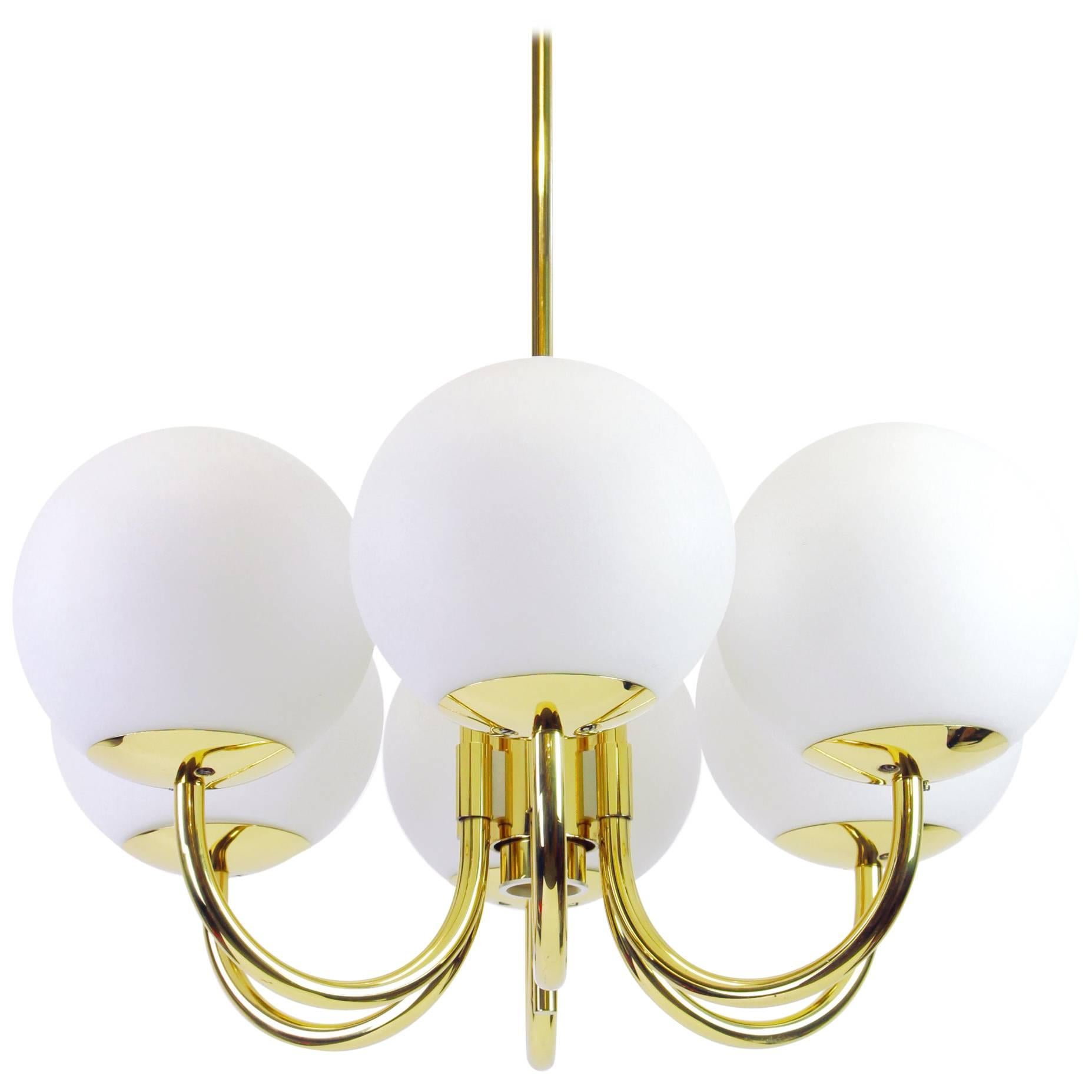 Large Stunning Sputnik Opal Glass Globes Chandelier by Limburg, Germany, 1970s
