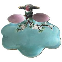 19th Victorian Majolica Bird Platter Joseph Holdcroft