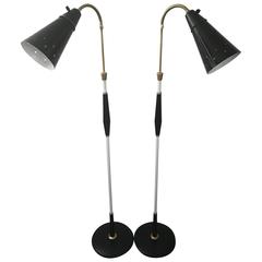 Pair of 1950 Swedish Pagos Floor Lamps with Flexible Shades 4