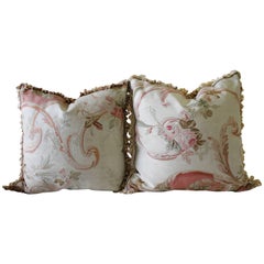 Antique Pair of Large 18th Century Aubusson Pillows
