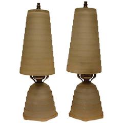 Art Deco Vanity Lamps Set of Two 12
