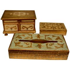 Gilt Wood Trinket Boxes and Tissue Box 11