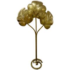 Italian Mid-Century Brass Three-Leaf Floor Lamp by Tommaso Barbi 5