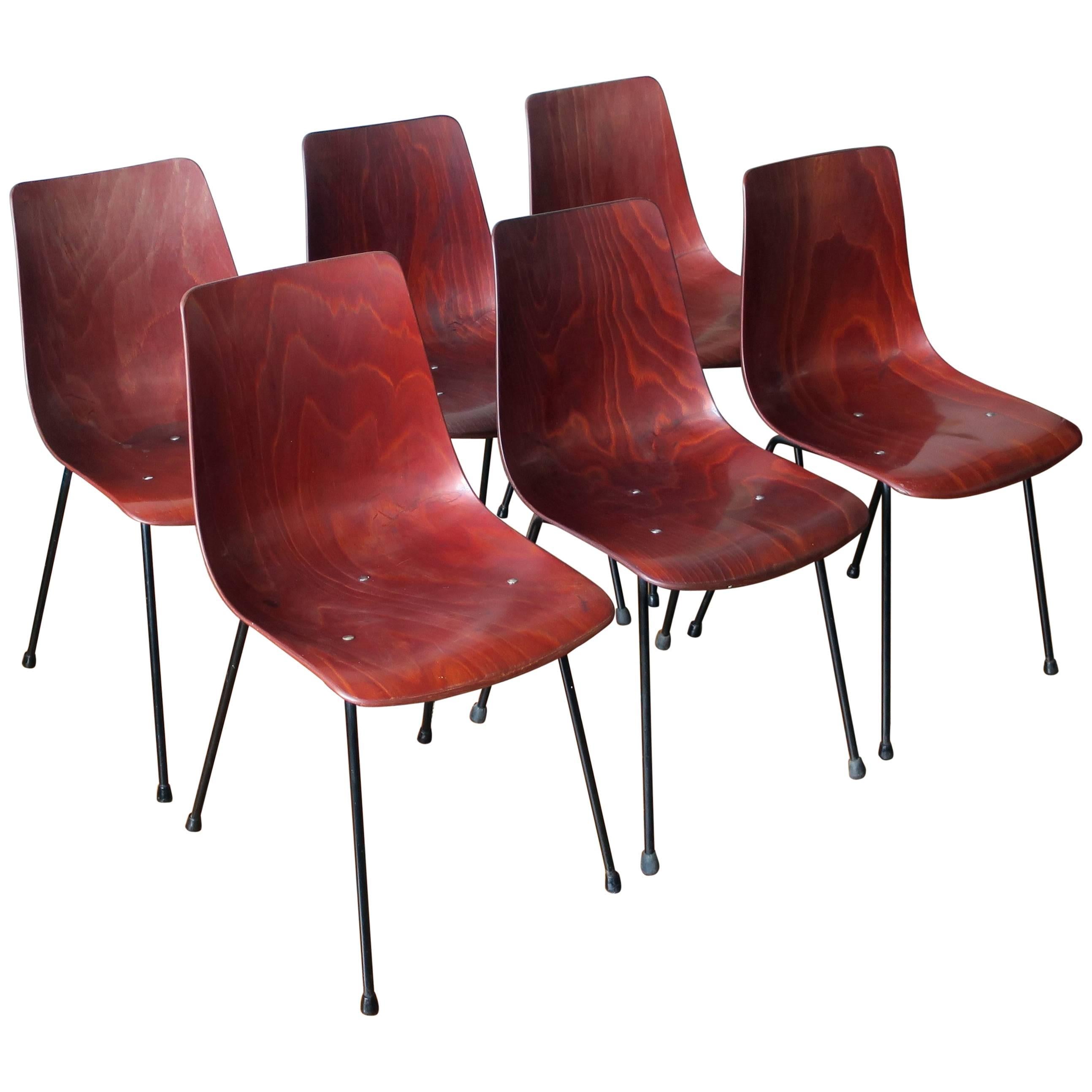 Pierre Paulin Set of Six CM131 Dining Chairs, circa 1954