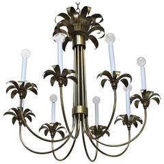 1950s Eight-Arm Italian Brass Flower Chandelier 3