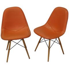Pair of Early Charles and Ray Eames for Herman Miller Dowel Leg Wire Chairs 5