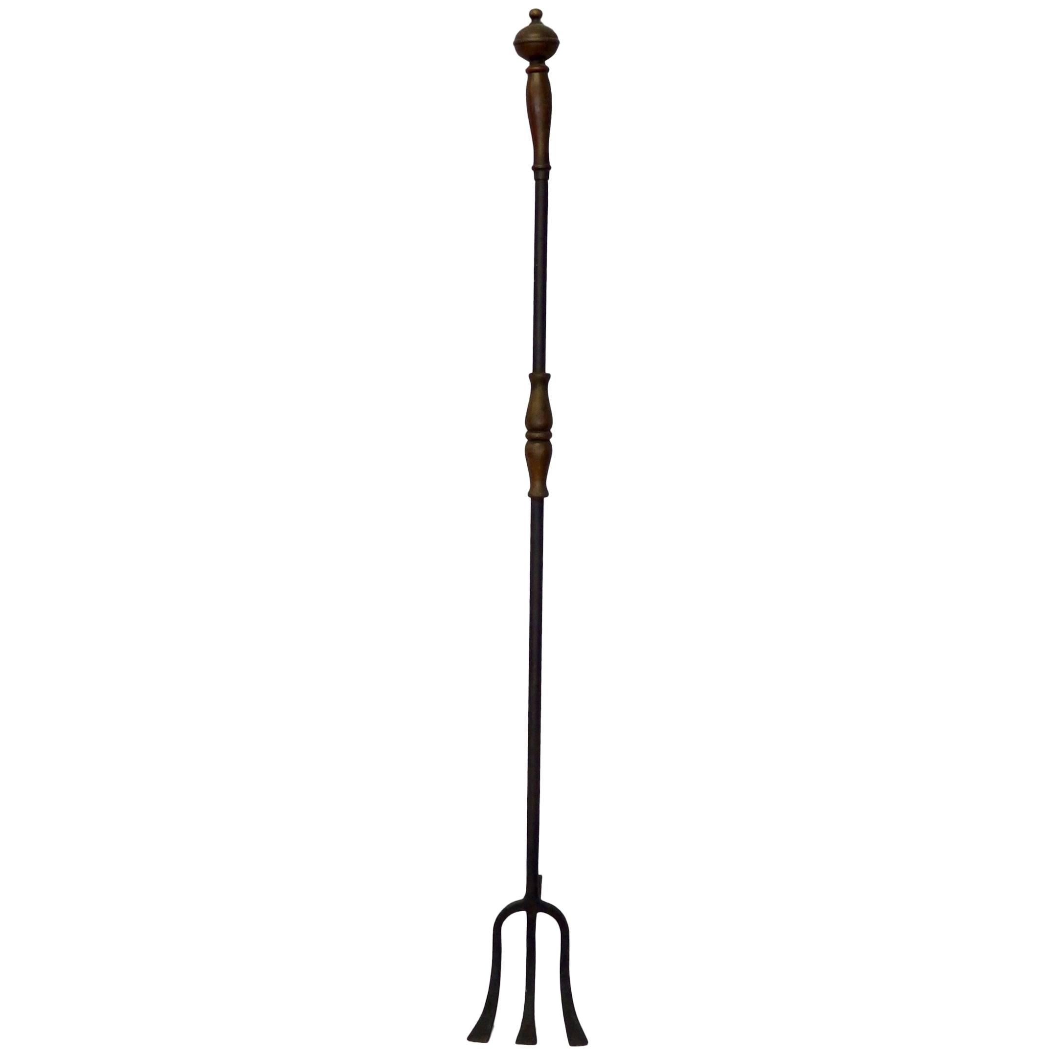 Large Wrought and Forged Fireplace Trident For Sale