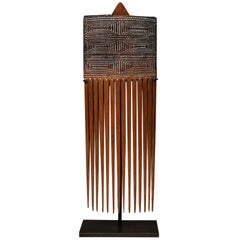 Early to Mid-20th Century Mounted Tribal Bamboo Comb, Papua New Guinea