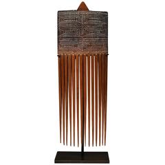 Early to Mid-20th Century Mounted Tribal Bamboo Comb, Papua New Guinea 5