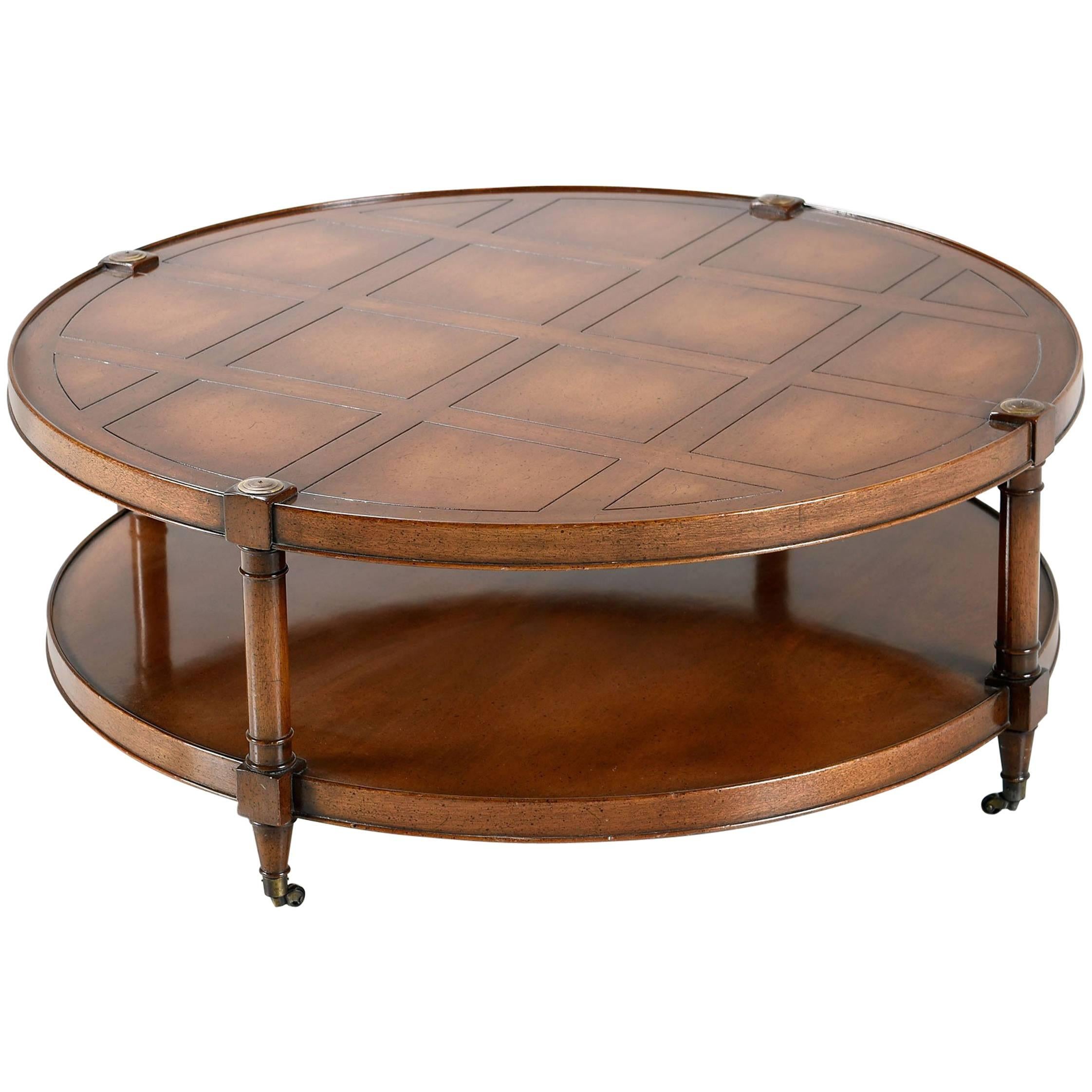 Heritage Mahogany Round Coffee Table on casters