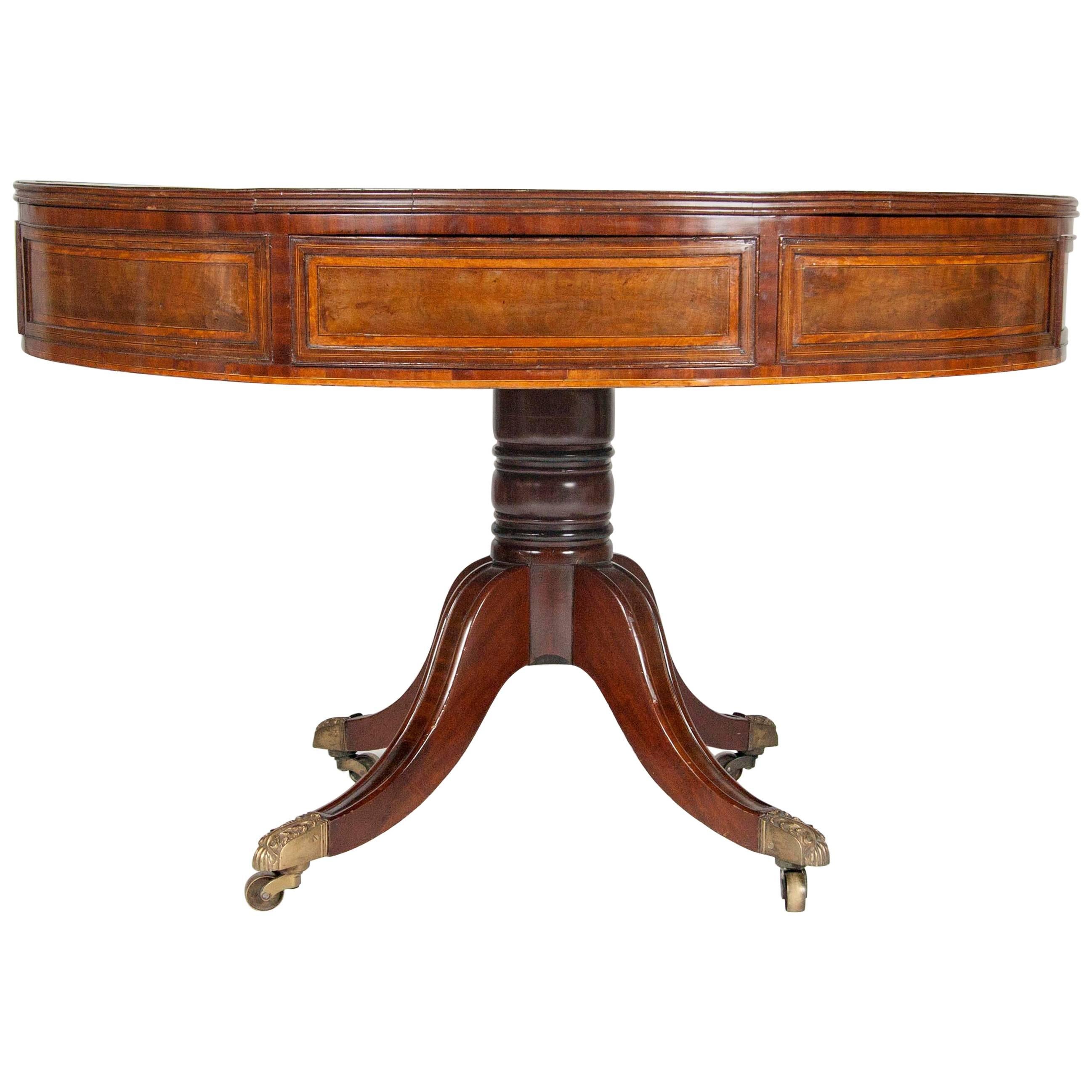 Regency Mahogany and Inlaid Drum Table