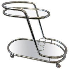 Chrome, Mirror and Glass Bar Cart