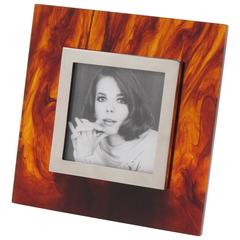 Tortoise Shell Lucite and Chrome Picture Photo Frame, Studio Silva, Italy, 1970s 3