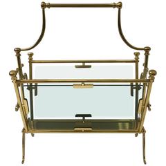Italian Brass and Smoked Glass Magazine Holder by Maison Baguès 9