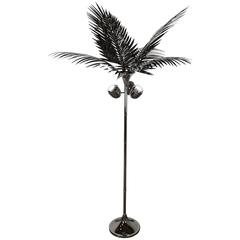 California King Palm Tree Floor Lamp in stainless steel by Christopher Kreiling