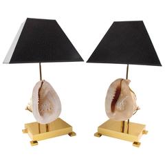 Mounted Seashell Pair of Table Lamp in the Manner of Willy Daro, circa 1970s 9