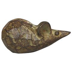 Mid Century Modern Cast Iron Mouse Okimono Sculpture, Japan 11