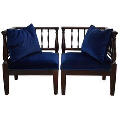 19th Century Mahogany Pair of Armchairs / Loveseats