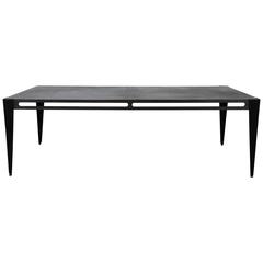 The Icon Table in steel and leather by Christopher Kreiling