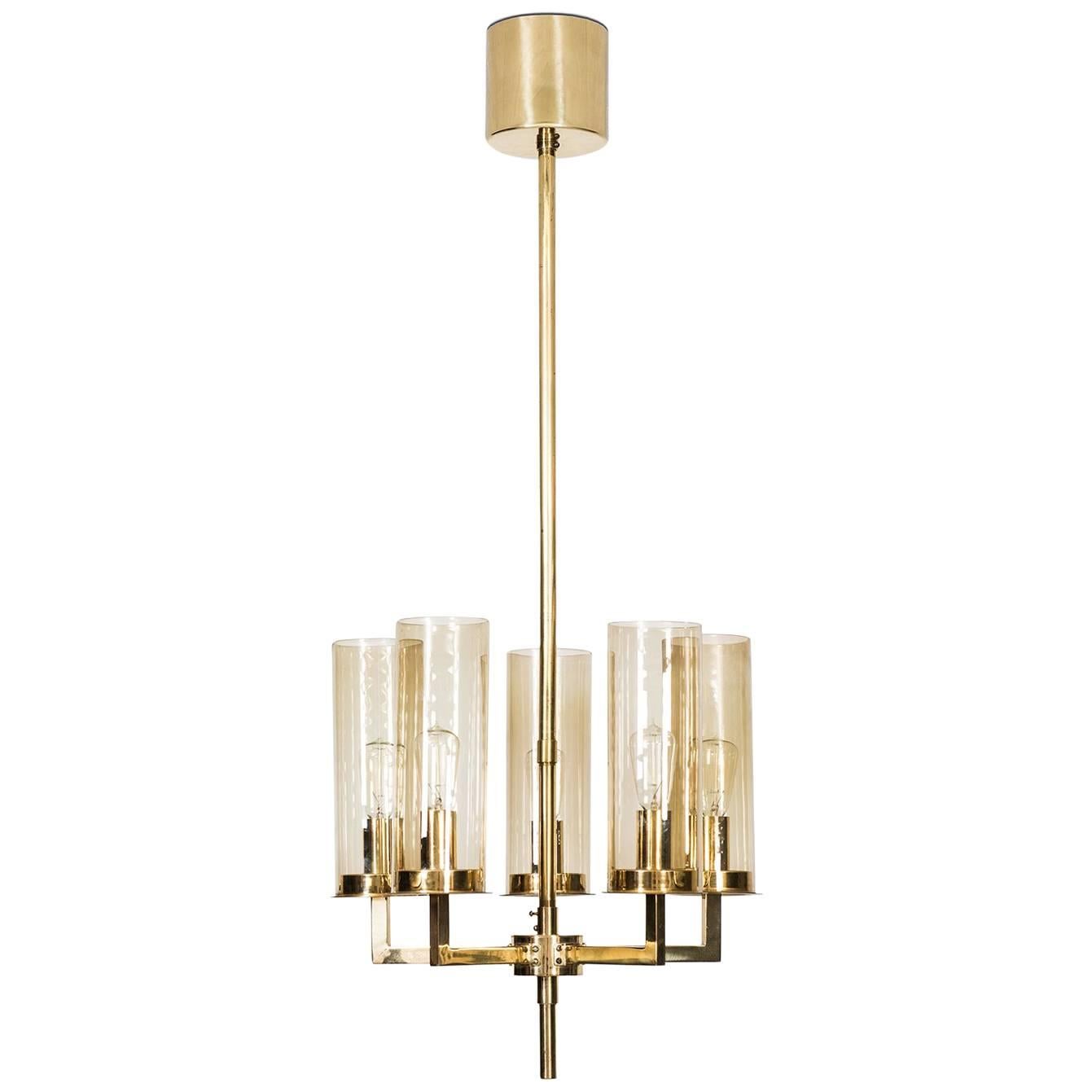 Hans-Agne Jakobsson Ceiling Lamp in Brass and Glass
