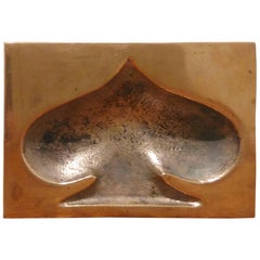 Vintage Heavy Solid Bronze Clover Shaped Paperweight, France, 1970s