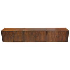 1970s Rosewood Wall Hanging Floating Credenza Sideboard by HG. Furniture
