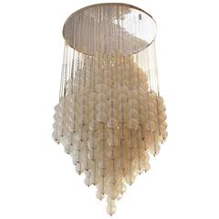 Important Chandelier in the Style of Seguso, Murano Glass and Metal, circa 1970