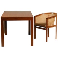 Vintage 1980s Rud Thygesen and Johnny Sørensen Desk and Chair in Mahogany and Leather