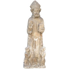 Beautiful 16th Century Statue of St. Nicholas in Carved Stone