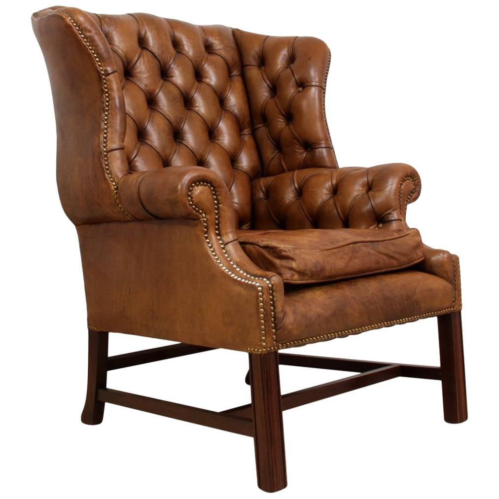 Vintage Leather Wing Chair