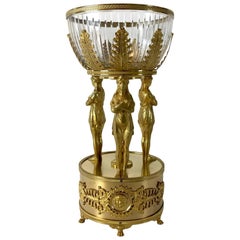 French Empire Ormolu and Crystal Figural Centerpiece Surtout de Table circa 1820