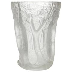 Czechoslovakian Josef Inwald Barolac Art Deco Frosted Glass Forest Vase