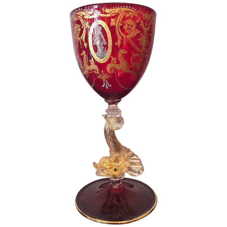 Th Century Venetian Glass Pedestal Th Century Venetian Glass Pedestal