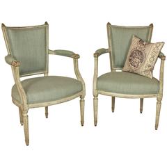 Pair of Louis XVI Fauteuils 'En Cabriolet' in the Manner of J.B.C. Sene