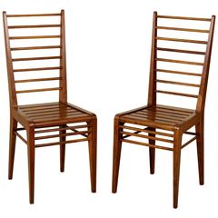 Pair of Oak Rationalist Chairs Vintage Manufactured in Italy, 1940s