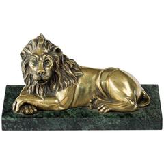 Antique Brass Lion Sculpture from the 19th Century