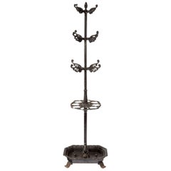Victorian Umbrella, Coat and Hat Hall Stand in Cast Iron
