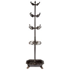 Antique Victorian Umbrella, Coat and Hat Hall Stand in Cast Iron