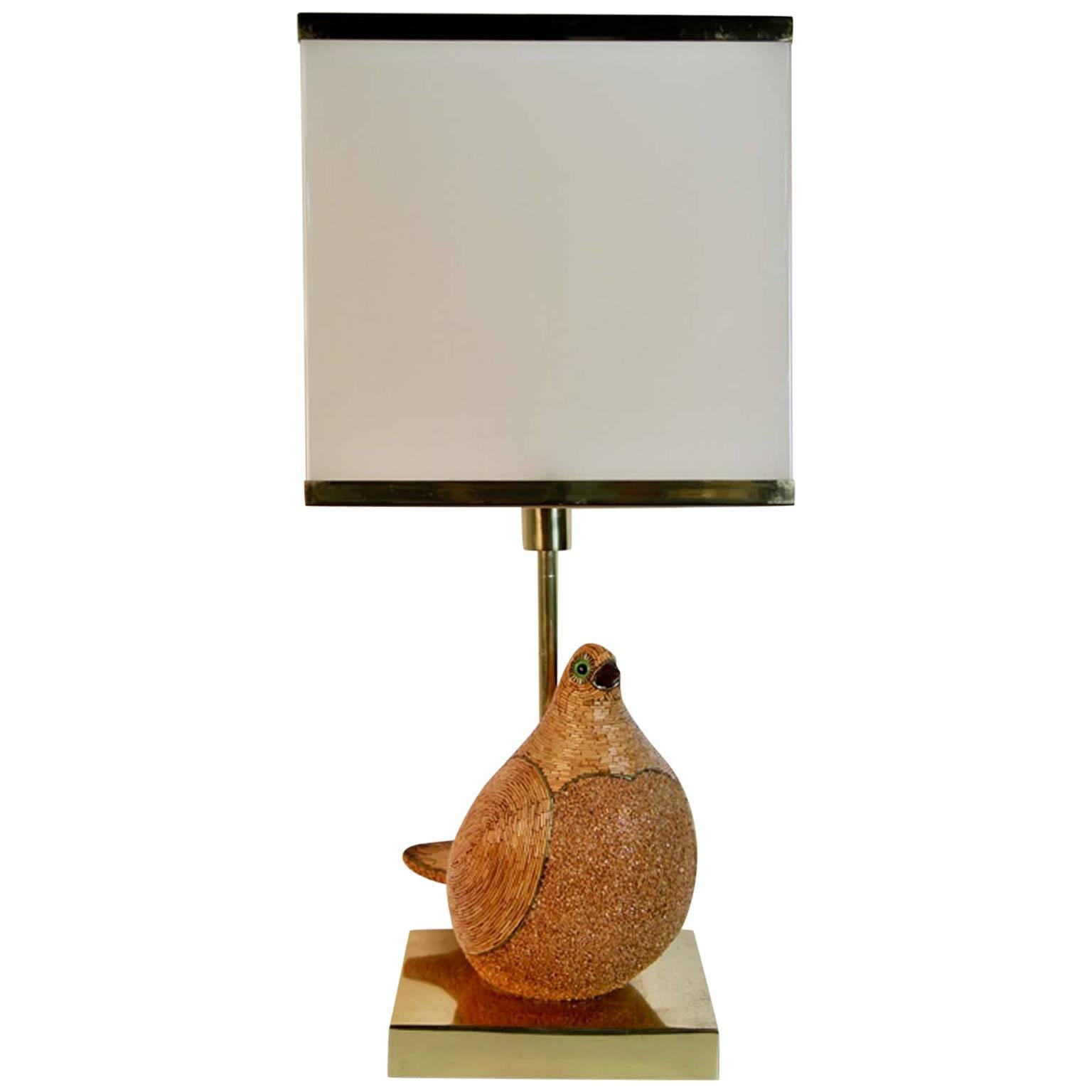 Signed Mid-Century Bird Lamp For Sale