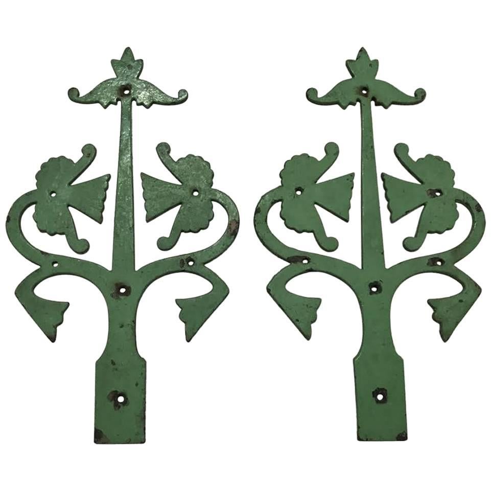 Pair of Gothic Revival Cast Iron Hinges For Sale