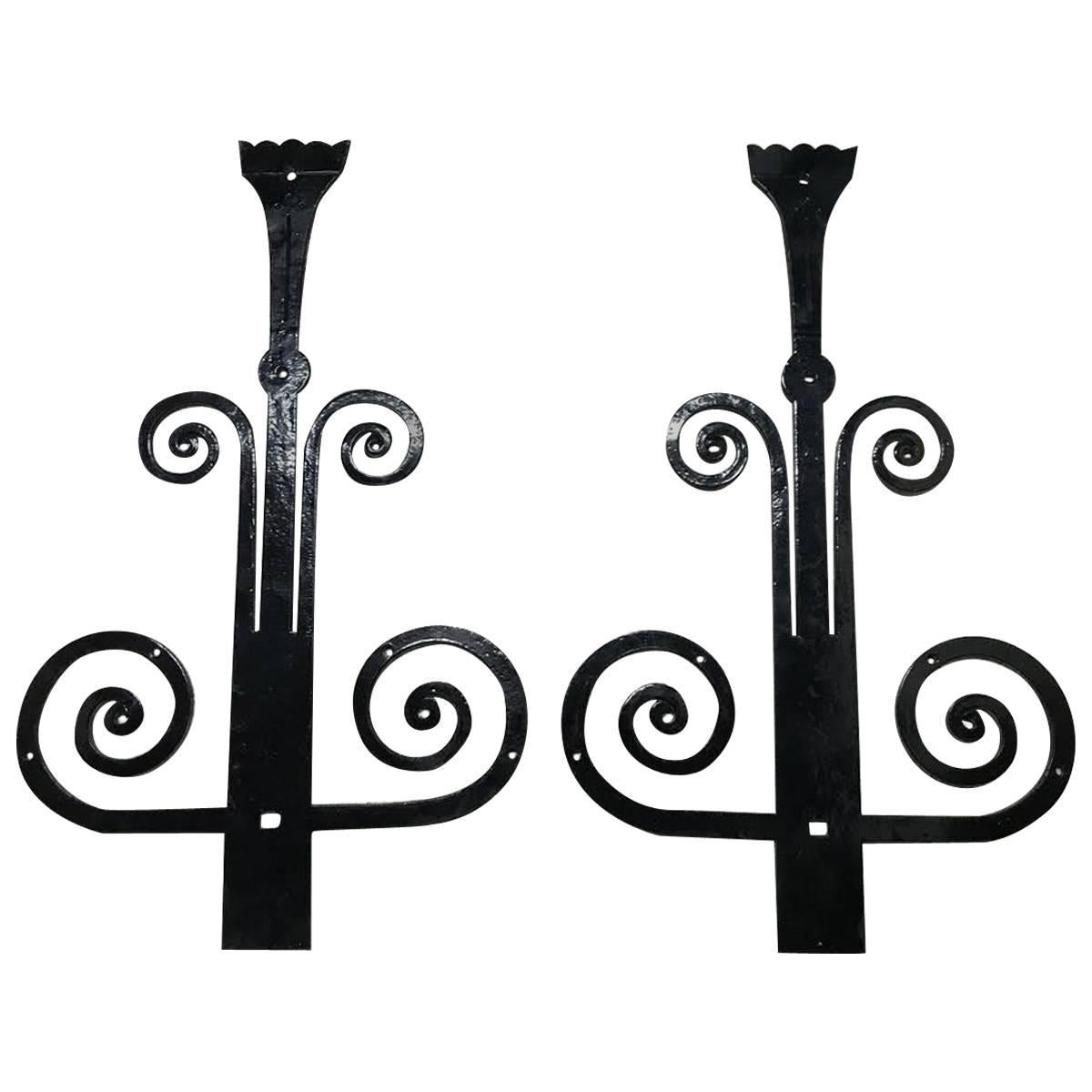 Good Pair of Gothic Revival Cast Iron Hinges For Sale