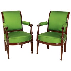 Antique Pair of Mahogany Armchairs in the Manner of Henri Jacob, circa 1795